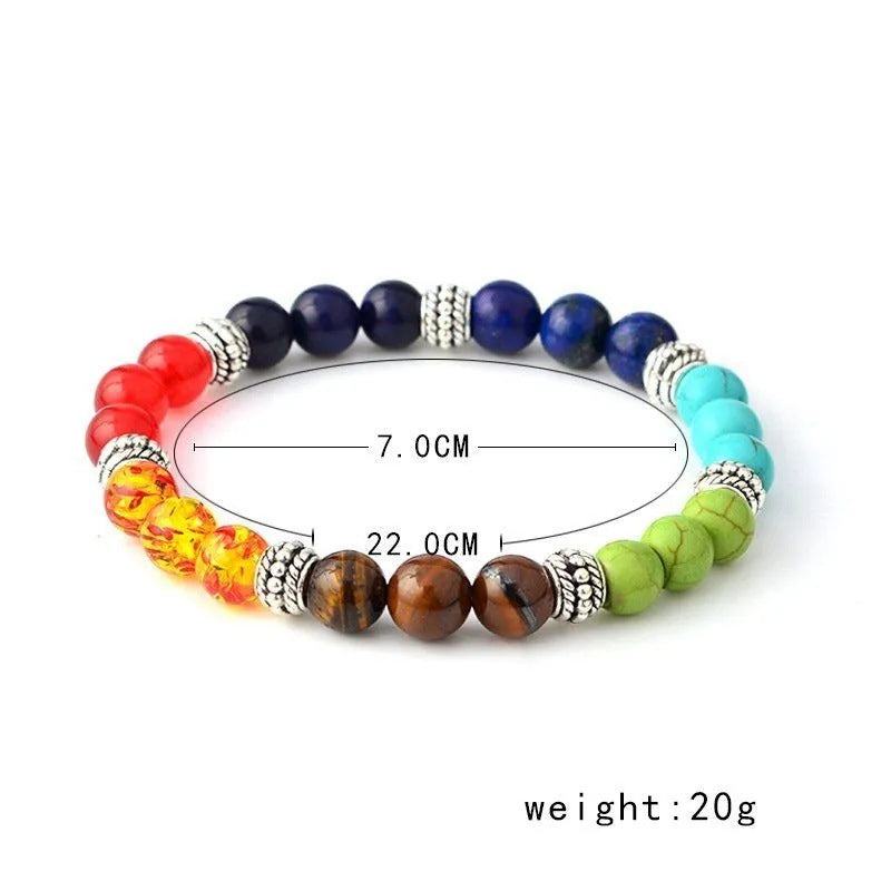 7 Chakra Natural Stone Bracelet, Healing Lava Stone 7 Bead Natural Oil Diffuser Aromatherapy, Enhance Your Luck and Prosperity