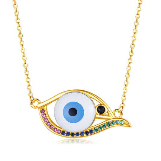 925 Sterling Silver Lucky Evil Eye Necklace For Woman Blue Resin Pendants Couple Jewelry Fashion Friendship Gift