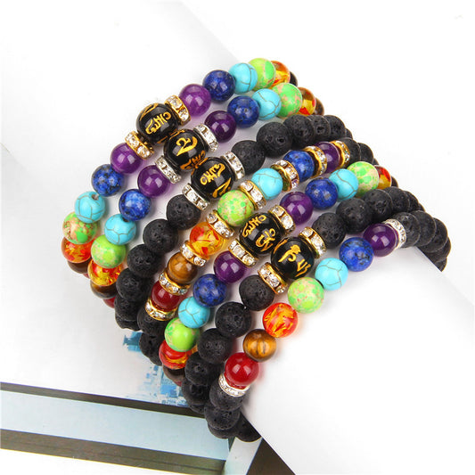 Pulsera Arus 7 Chakras Lymphatic Drainage Chakra Bracelet with Natural Stone Beaded