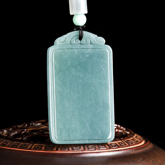 Natural A-grade jadeite blue water peace and quiet brand jade pendant ice pendant men's necklace women's jade pendant