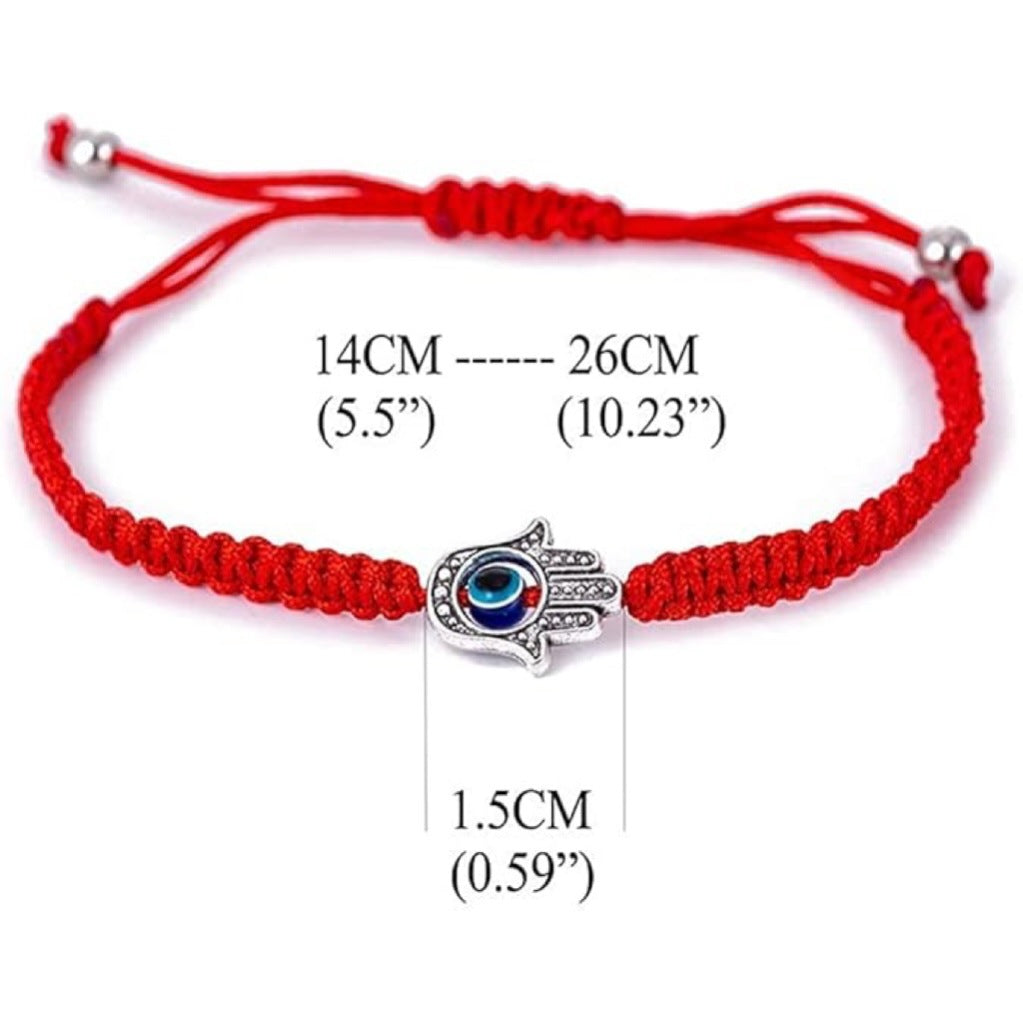 Hamsa Hand Evil Eye Braided Red String Rope Bracelet, Adjustable Blue Evil Eyes Lucky Wish Couple Bracelet, Evil Eye Protection