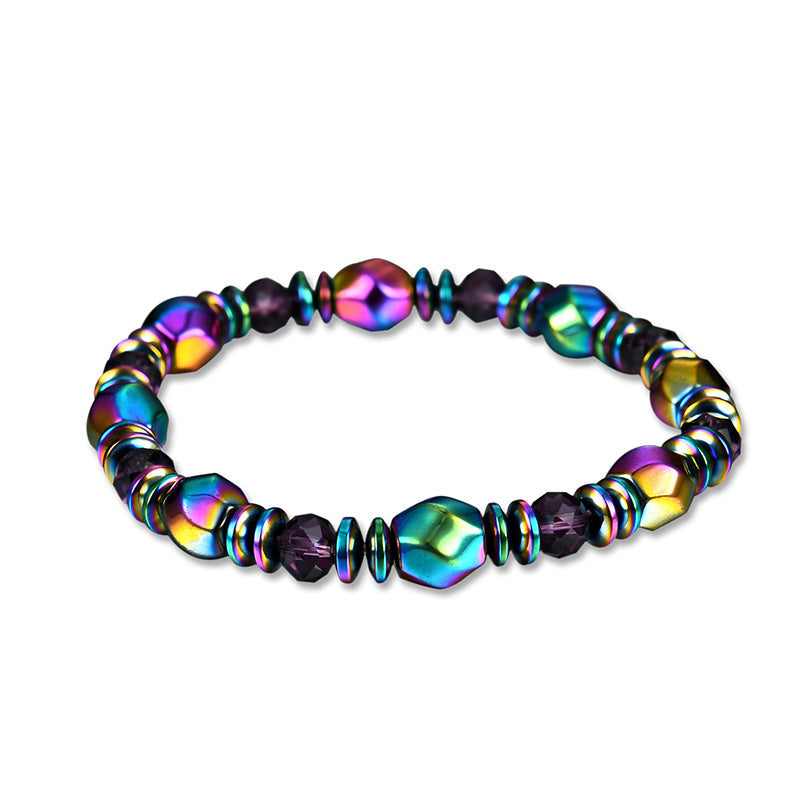 Rainbow Magnetic Hematite Wellness Bracelet, Arthritis Weight Loss Pain Relief Magnetic Bracelets, Healing Therapy Bracelet Gift Women Men Multi-color