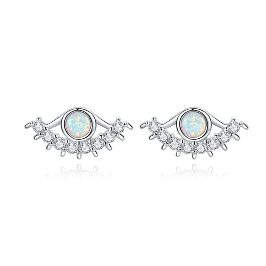 Opal S925 earrings, simple and stylish silver jewelry