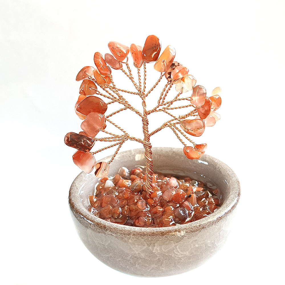 Natural Gravel Eternal Crystal Fortune Tree, Office Desktop Ornament Gem Bonsai - Spiritual Gift