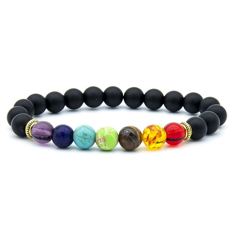 7 Chakra Reiki Essential Oil Diffuser Bracelet, Lava Rock Multicolor Stone Spacer Healing Bead Bangle Bracelet, Seven Gemstone Chakra Crystal Bracelet, Hand Band Pure Saat Chakra Bracelet For Women Men