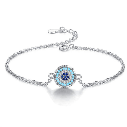 Bracelets for Womens Luxury Evil Eye Bracelets For Women 925 Sterling Silver Round Blue CZ Enamel Tennis Bracelet Link Chain Jewelry