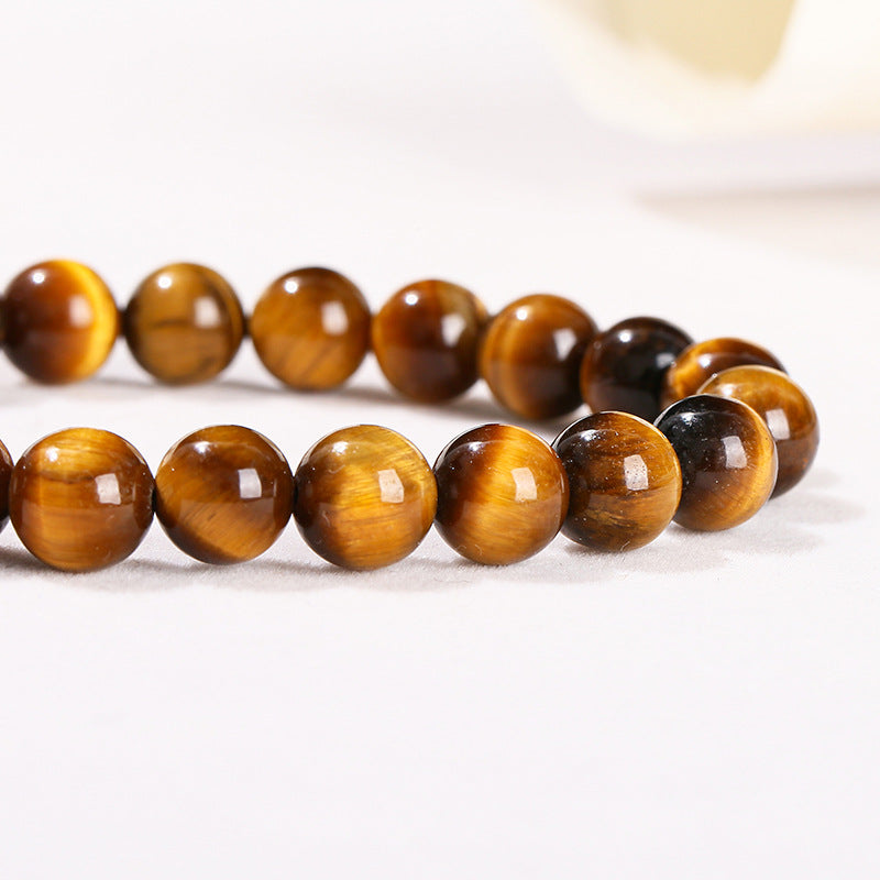 Gold Tiger Eye Stone Agate Bracelets 8MM/10MM Beads for Unisex Adults, Balances Mind & Soul, Self Love Enhancer, Helps in Healing & Luck