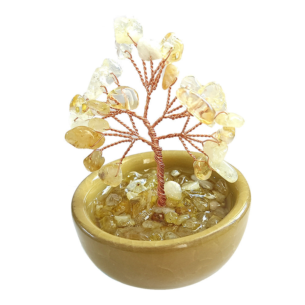 Natural Gravel Eternal Crystal Fortune Tree, Office Desktop Ornament Gem Bonsai - Spiritual Gift