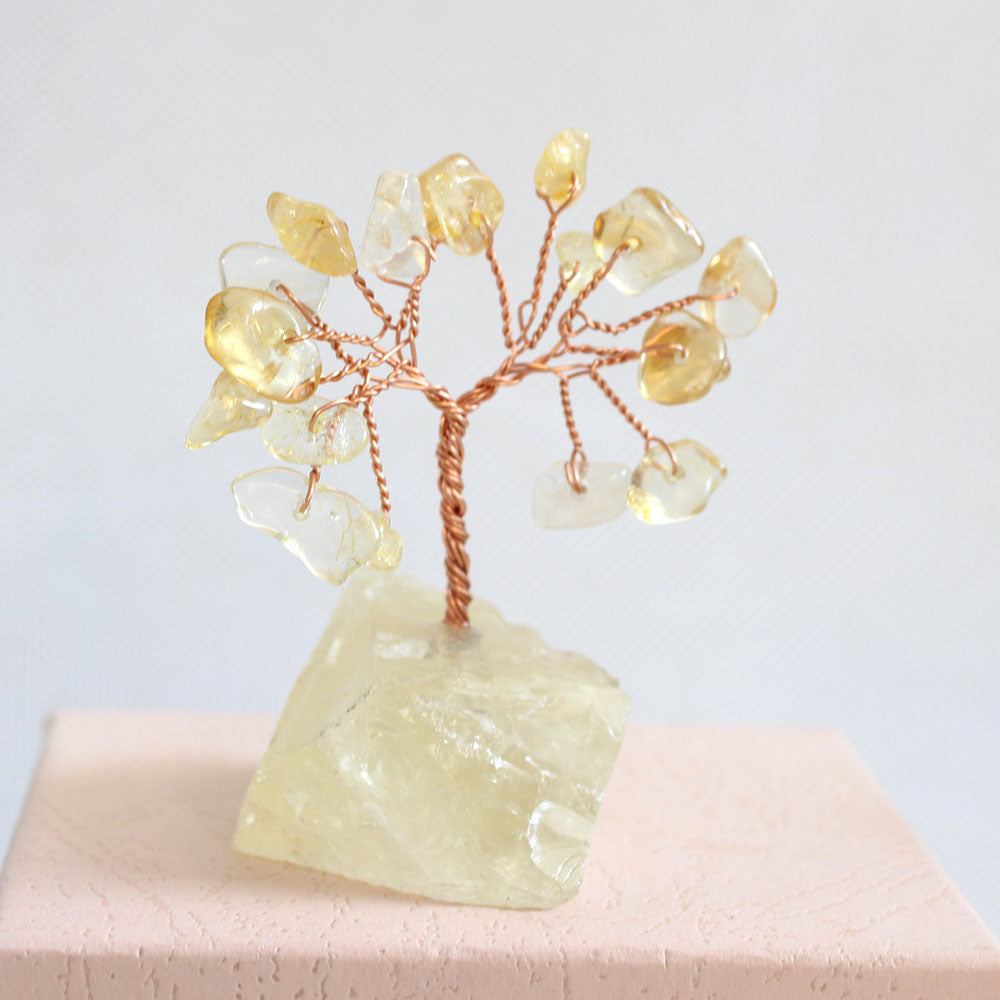 Natural Chakra Healing Crystals Tree, Quartz Stones Money Tree Feng Shui Ornaments, Home Decoration for Wealth and Luck Citrine Crystal Tree/Clear Quartz, Irregular Base