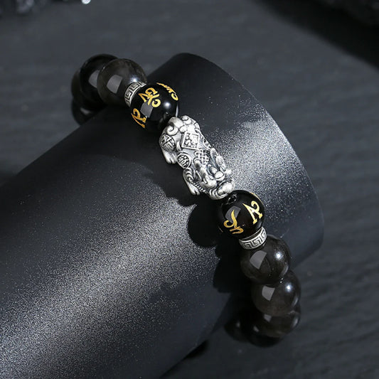 999 Retro National Trend High-end Pixiu Pixiu Obsidian Wealth Bracelet