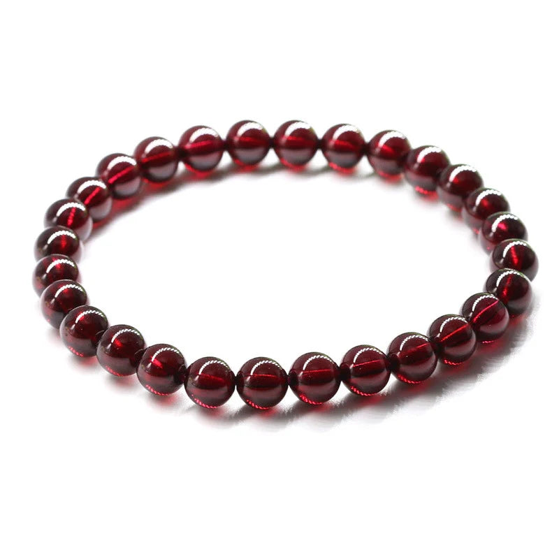 7.5mm Natural Wine Red Garnet Crystal Round Stone Beads Bracelet, AAA, Clear, Luxury Genuine Bracelet for Women, Reignite Your Love