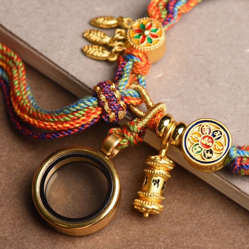 Tibetan Om Mani Padme Hum Dreamcatcher Luck Colorful Reincarnation Knot String Bracelet, Good Luck, Protection & Peace