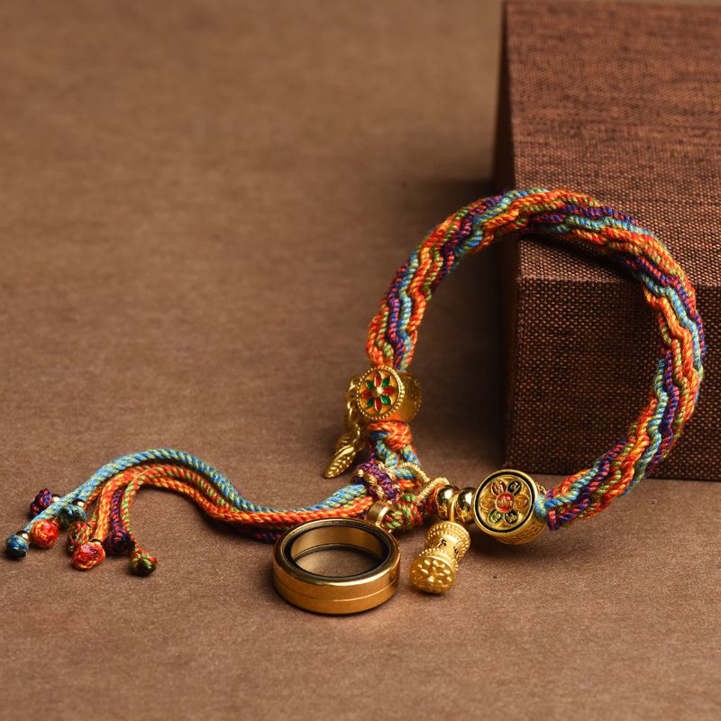 Tibetan Om Mani Padme Hum Dreamcatcher Luck Colorful Reincarnation Knot String Bracelet, Good Luck, Protection & Peace