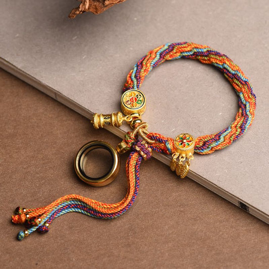 Tibetan Om Mani Padme Hum Dreamcatcher Luck Colorful Reincarnation Knot String Bracelet, Good Luck, Protection & Peace