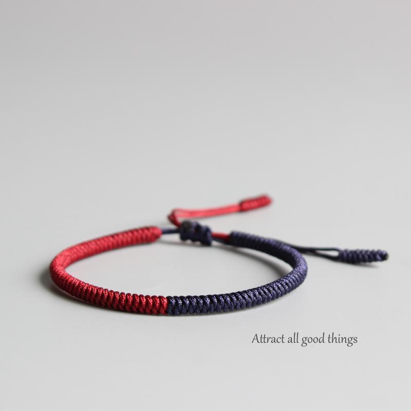 Tibetan Buddhist Handmade Lucky Knot Rope Bracelet, Freedom from Suffering, Braided Friendship Matching Bracelets for Men Women