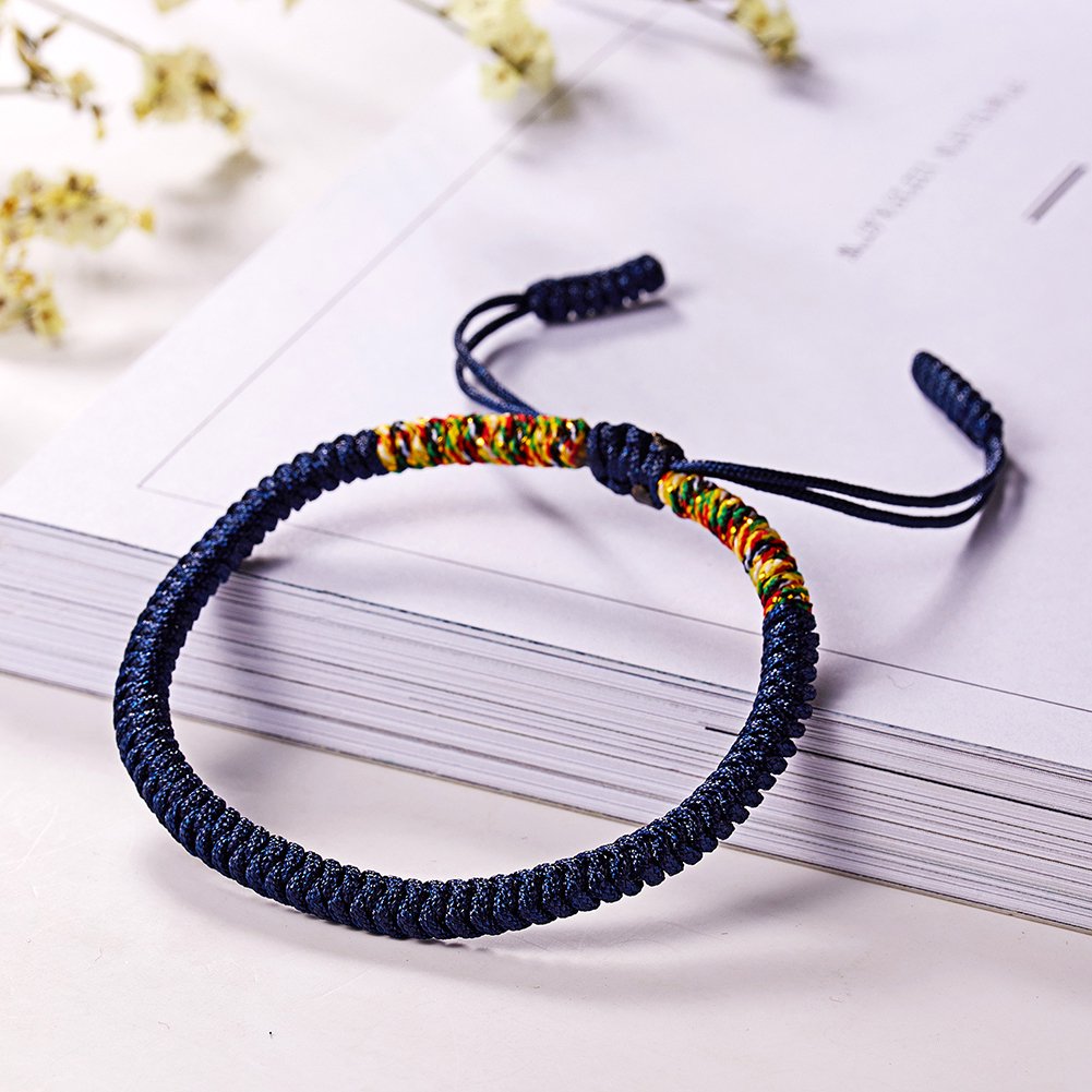 Hand-Knitted Tibetan Rope Bracelet, Women Men Handmade Knot Braided Rope Jewelry, Adjustable Lucky Original Ethnic Wind-Woven Bracelet