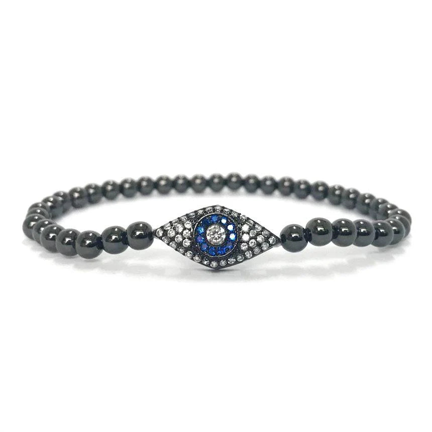 Diamond Studded Blue Evil Eye Protection Bracelet