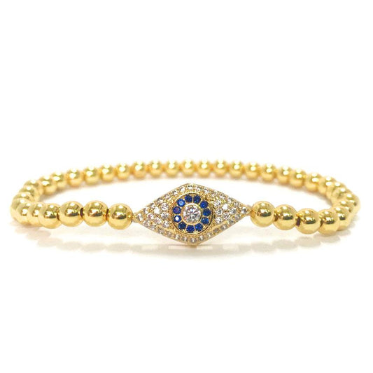 Diamond Studded Blue Evil Eye Protection Bracelet