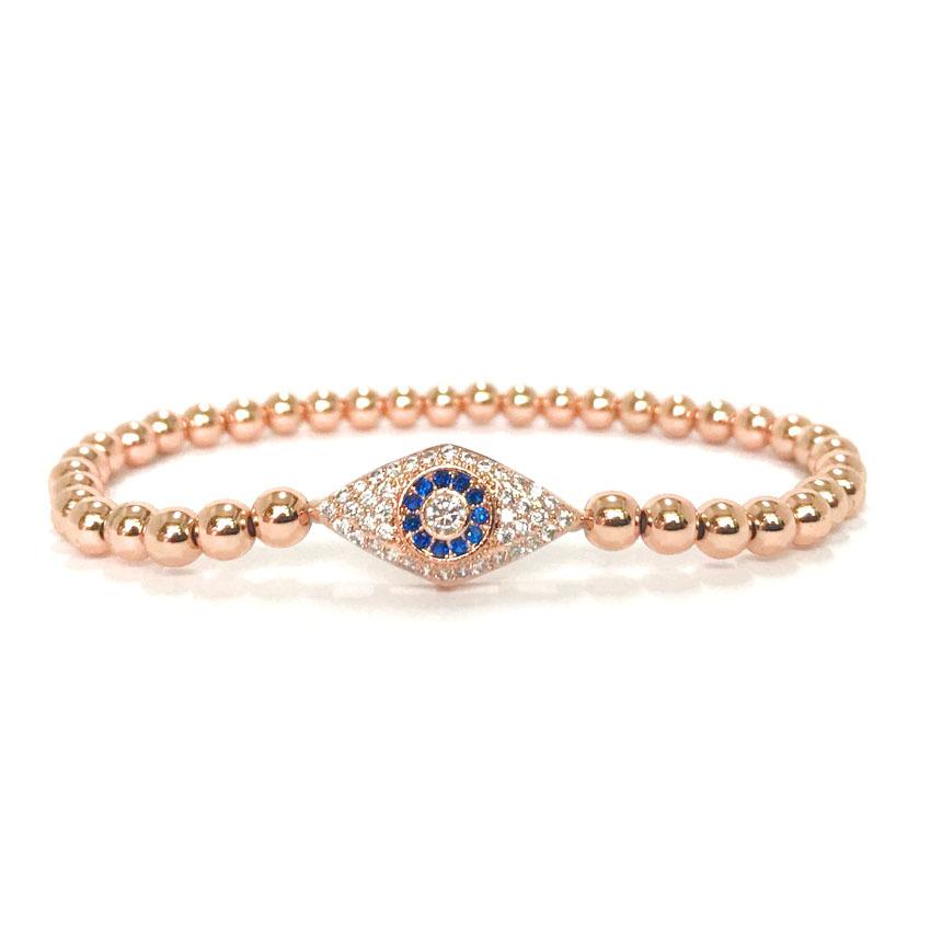 Diamond Studded Blue Evil Eye Protection Bracelet