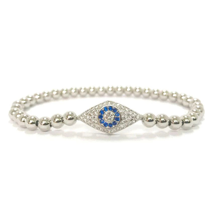 Diamond Studded Blue Evil Eye Protection Bracelet