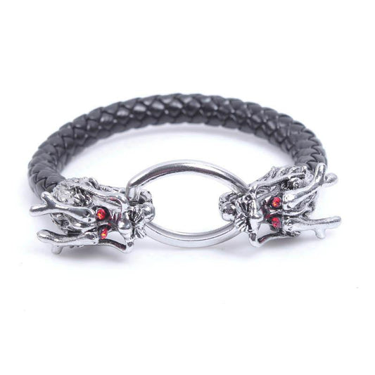 Double Dragon Leather Rope Lucky Bracelet