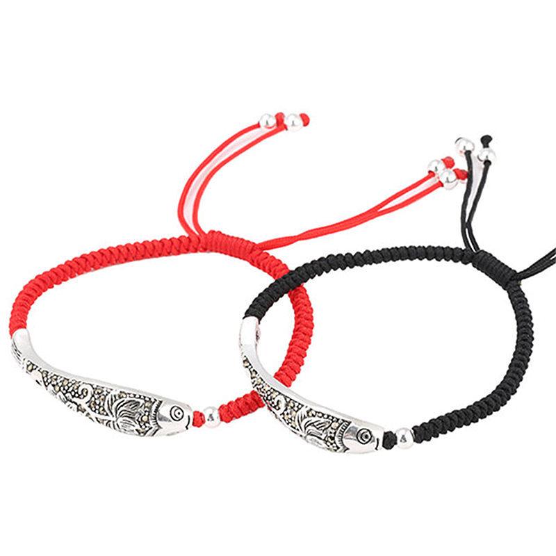 Feng Shui 925 Silver Koi Fish Rope Bracelet