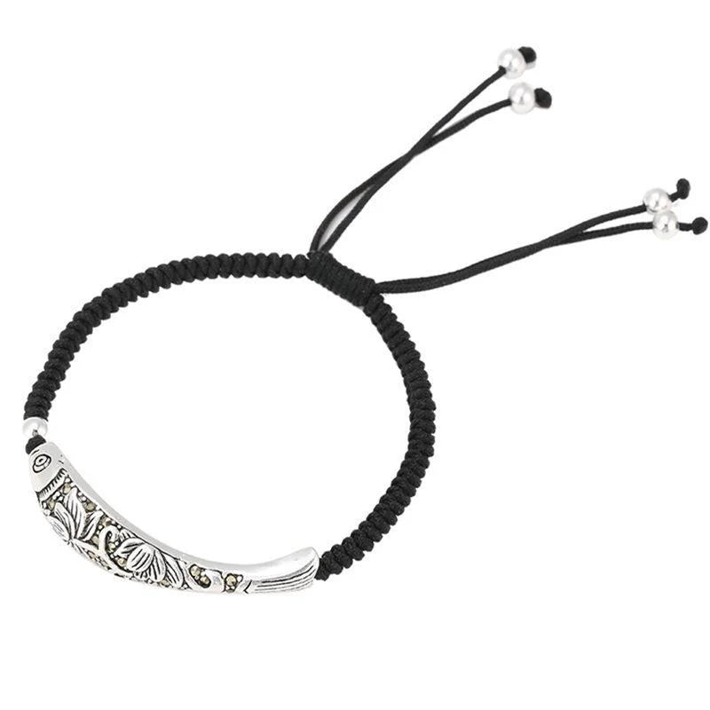 Feng Shui 925 Silver Koi Fish Rope Bracelet