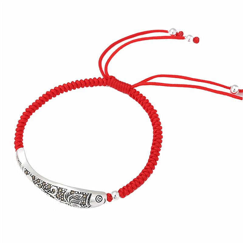 Feng Shui 925 Silver Koi Fish Rope Bracelet