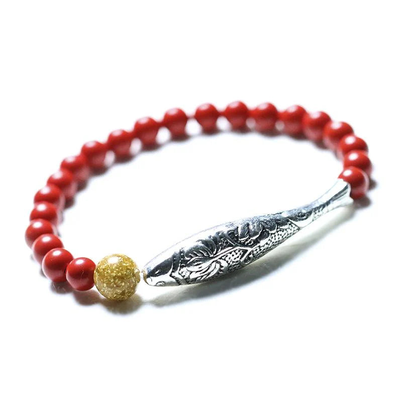 Feng Shui Koi Fish Cinnabar Beads Lucky Bracelet