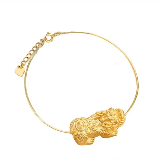 Feng Shui Pixiu Gold Plated 999 Silver Wealth Bracelet