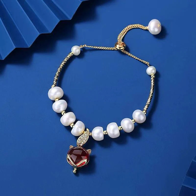 Fengshui Fox Bracelet - Natural Pearl Beads