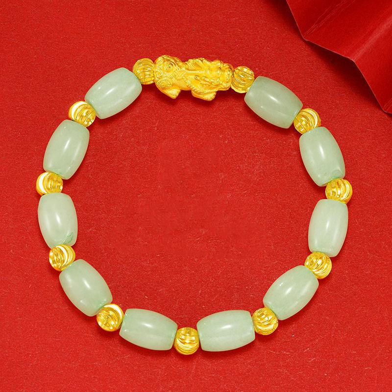 Fengshui Pixiu Emerald Stone Wealth Bracelet