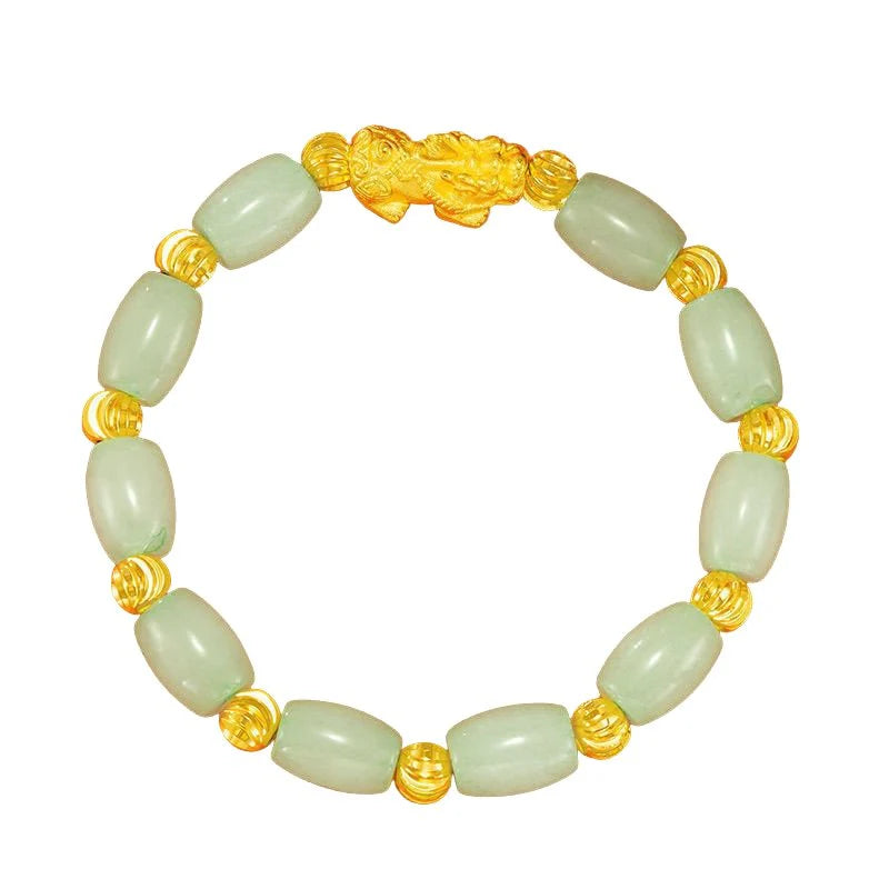 Fengshui Pixiu Emerald Stone Wealth Bracelet