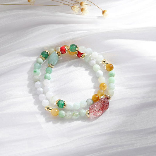 Fengshui Pixiu Wealth Bracelet - Strawberry Crystal