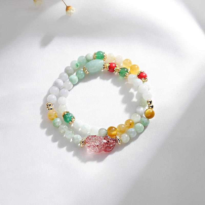 Fengshui Pixiu Wealth Bracelet - Strawberry Crystal