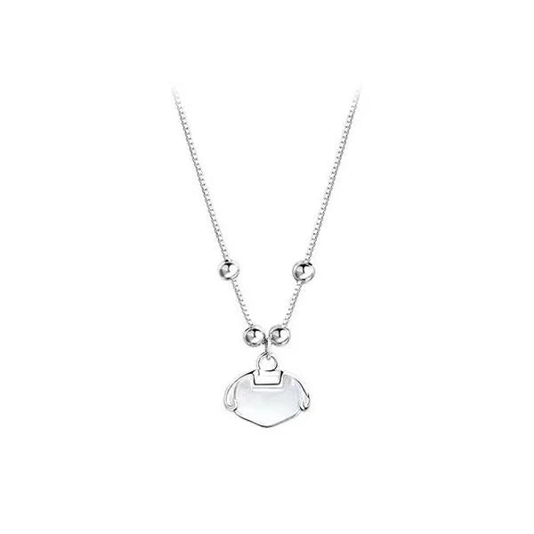 Moonstone Peace Lock Pendant 925 Silver Clavicle Necklace