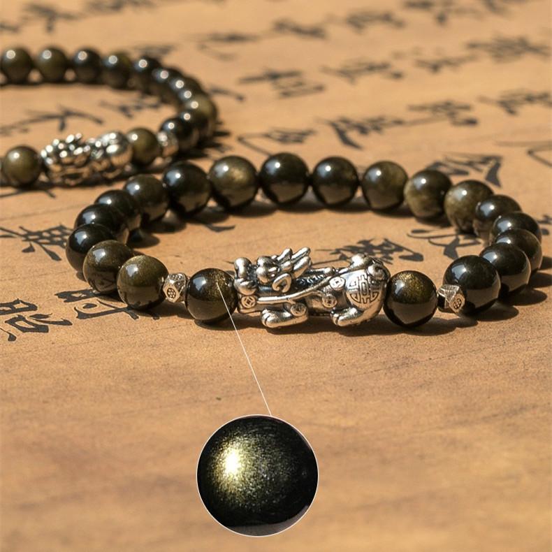 Gold Obsidian Pixiu Fengshui Bracelet