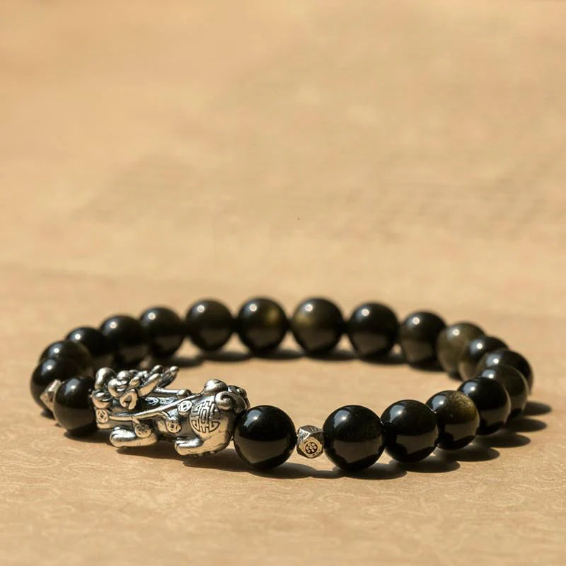 Gold Obsidian Pixiu Fengshui Bracelet