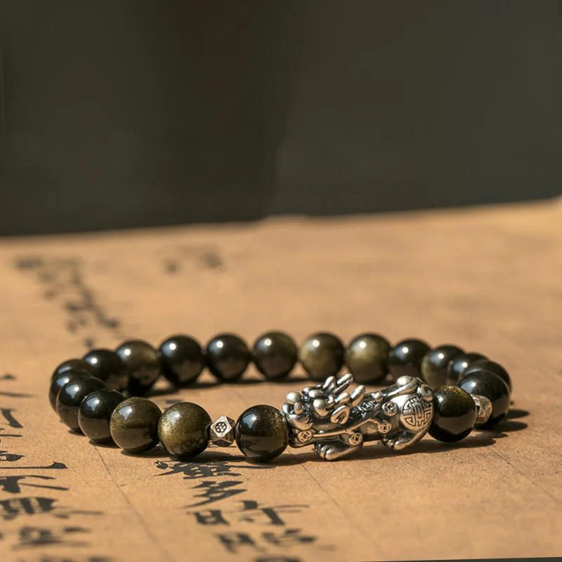 Gold Obsidian Pixiu Fengshui Bracelet