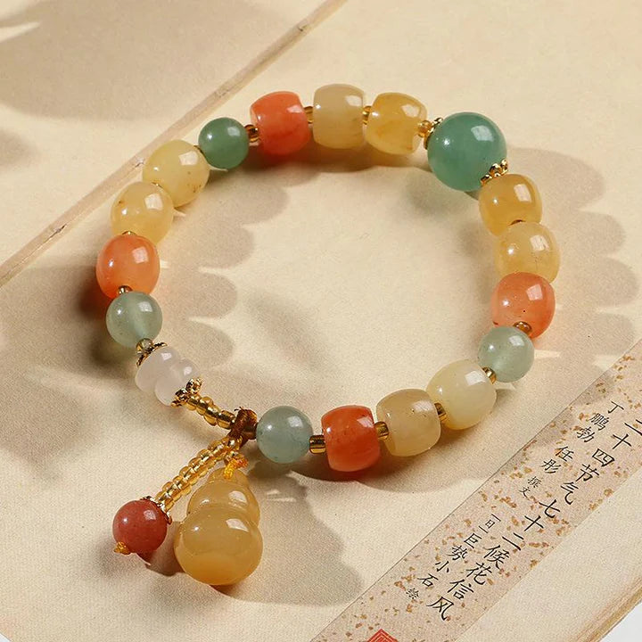 Golden Silk Jade Calabash Wealth Bracelet