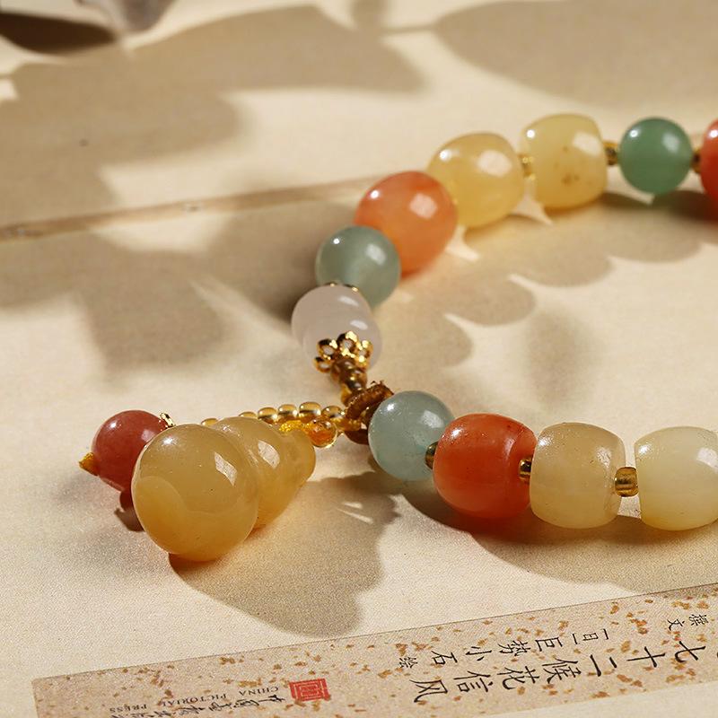 Golden Silk Jade Calabash Wealth Bracelet