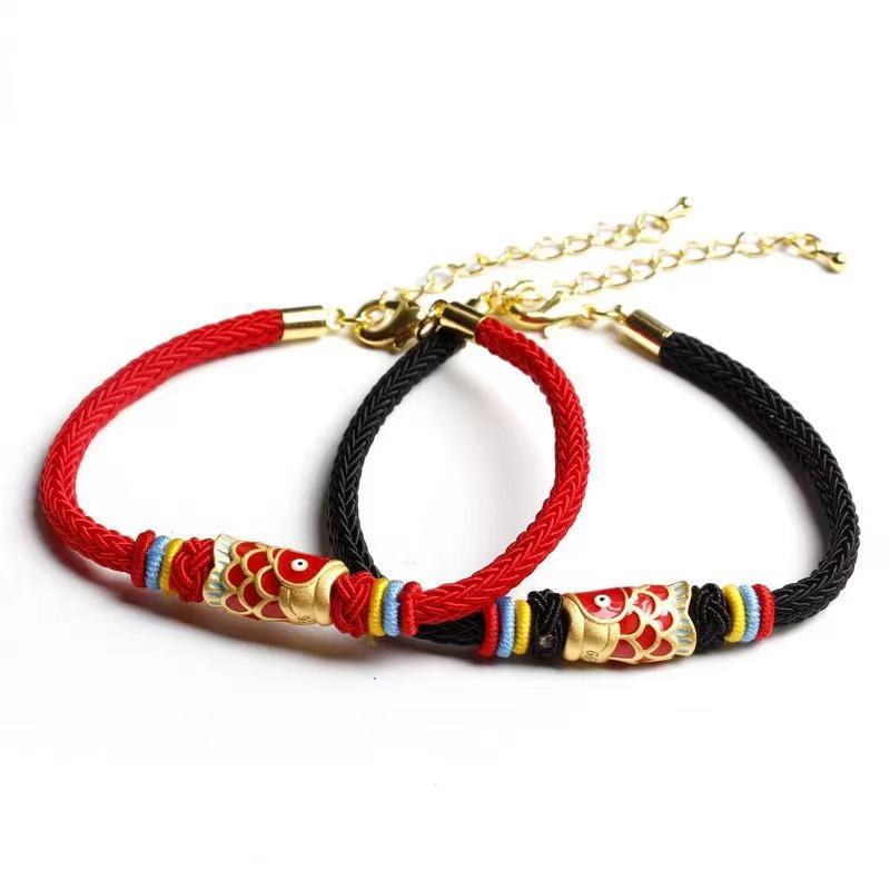 Koi Fish Red String Bracelet - Red Enamel