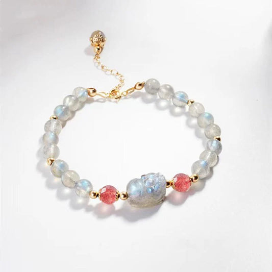 Moonstone Pixiu Rose Quartz Fengshui Bracelet