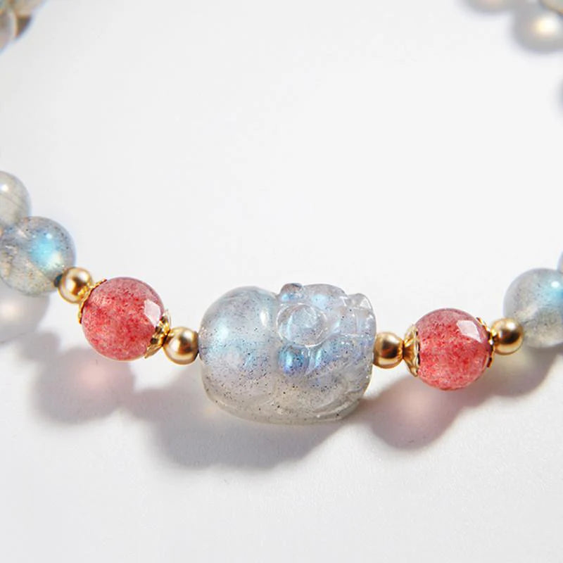 Moonstone Pixiu Rose Quartz Fengshui Bracelet