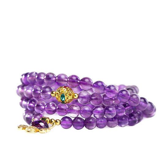 Natural Amethyst 108 Buddha Beads Bracelet