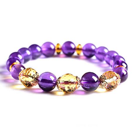 Natural Amethyst Citrine Beads Wealth Bracelet