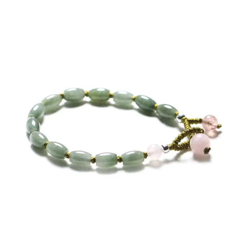 Natural Emerald Strawberry Crystal Knot Lucky Bracelet