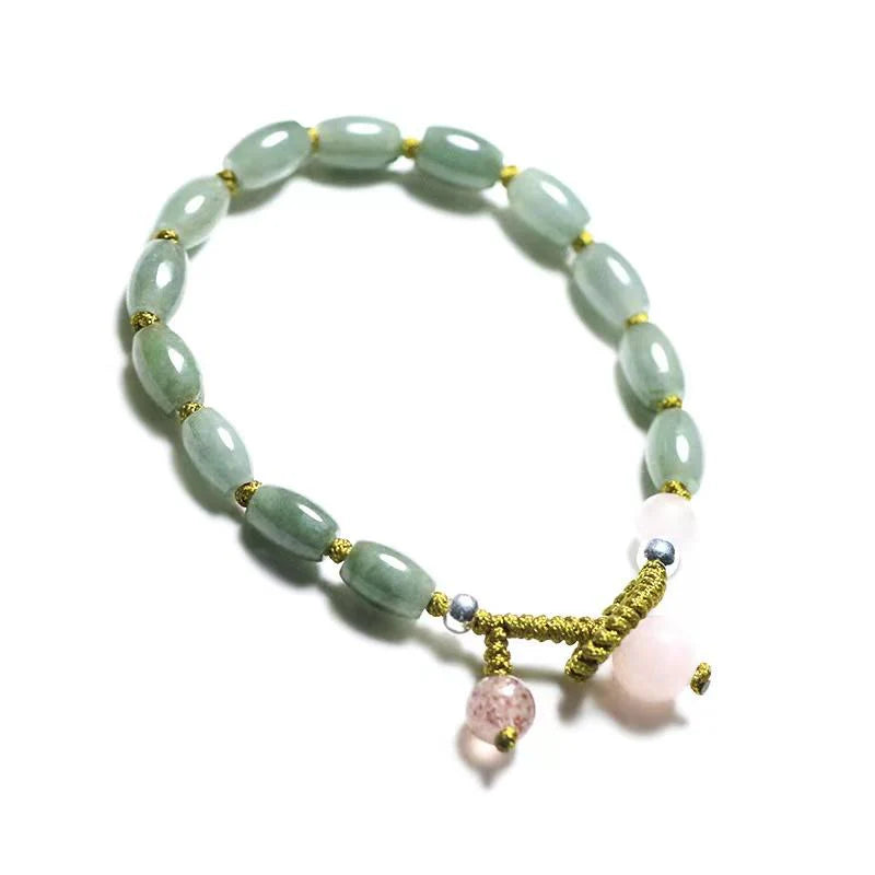 Natural Emerald Strawberry Crystal Knot Lucky Bracelet