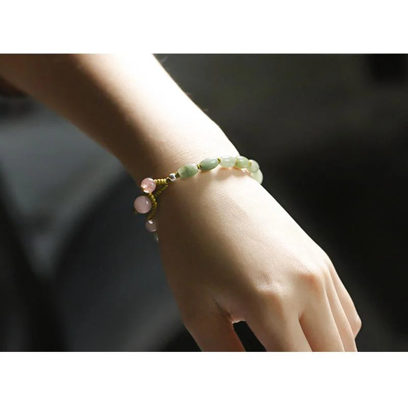 Natural Emerald Strawberry Crystal Knot Lucky Bracelet