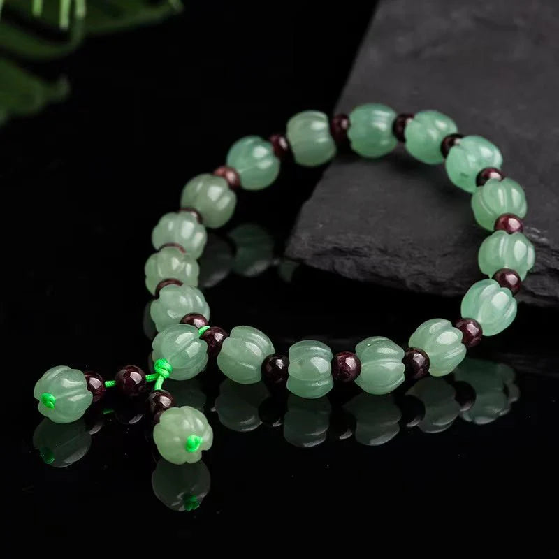 Natural Green Jade Auspicious Pumpkin Lucky Bracelet